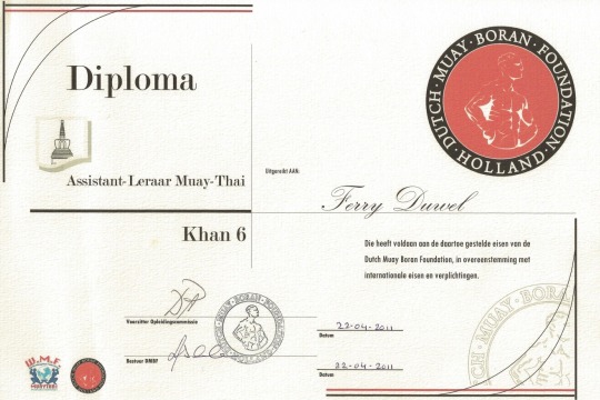 Diploma assistant leraar Muay Thai - Khan 6